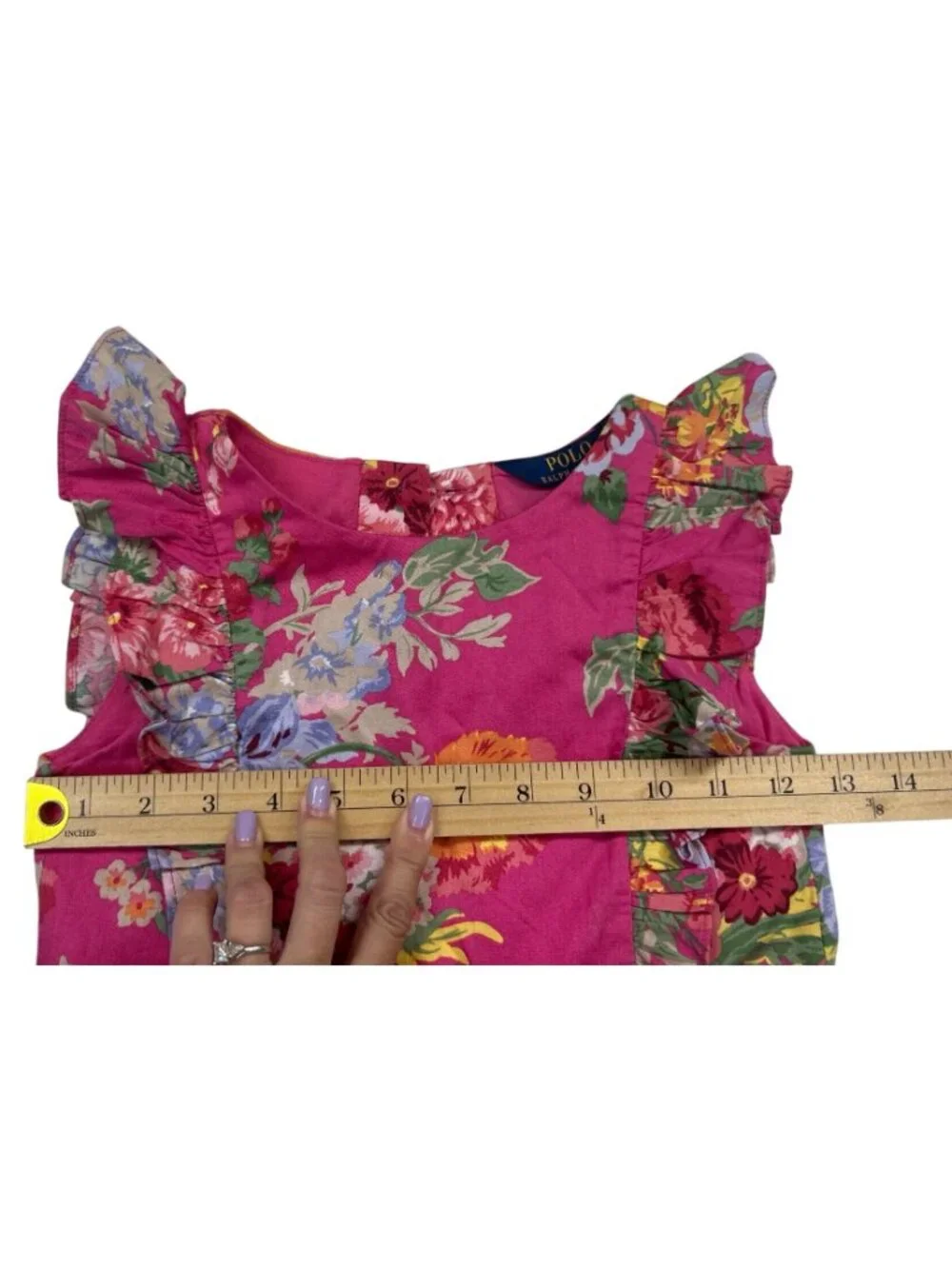 Polo Ralph Lauren Girl's Size 6  Sleeveless Dress Pink Floral Ruffles Summer